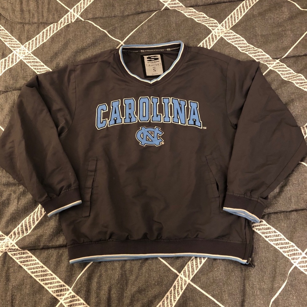 Stadium UNC Windbreaker Crew Jacket Small Gray